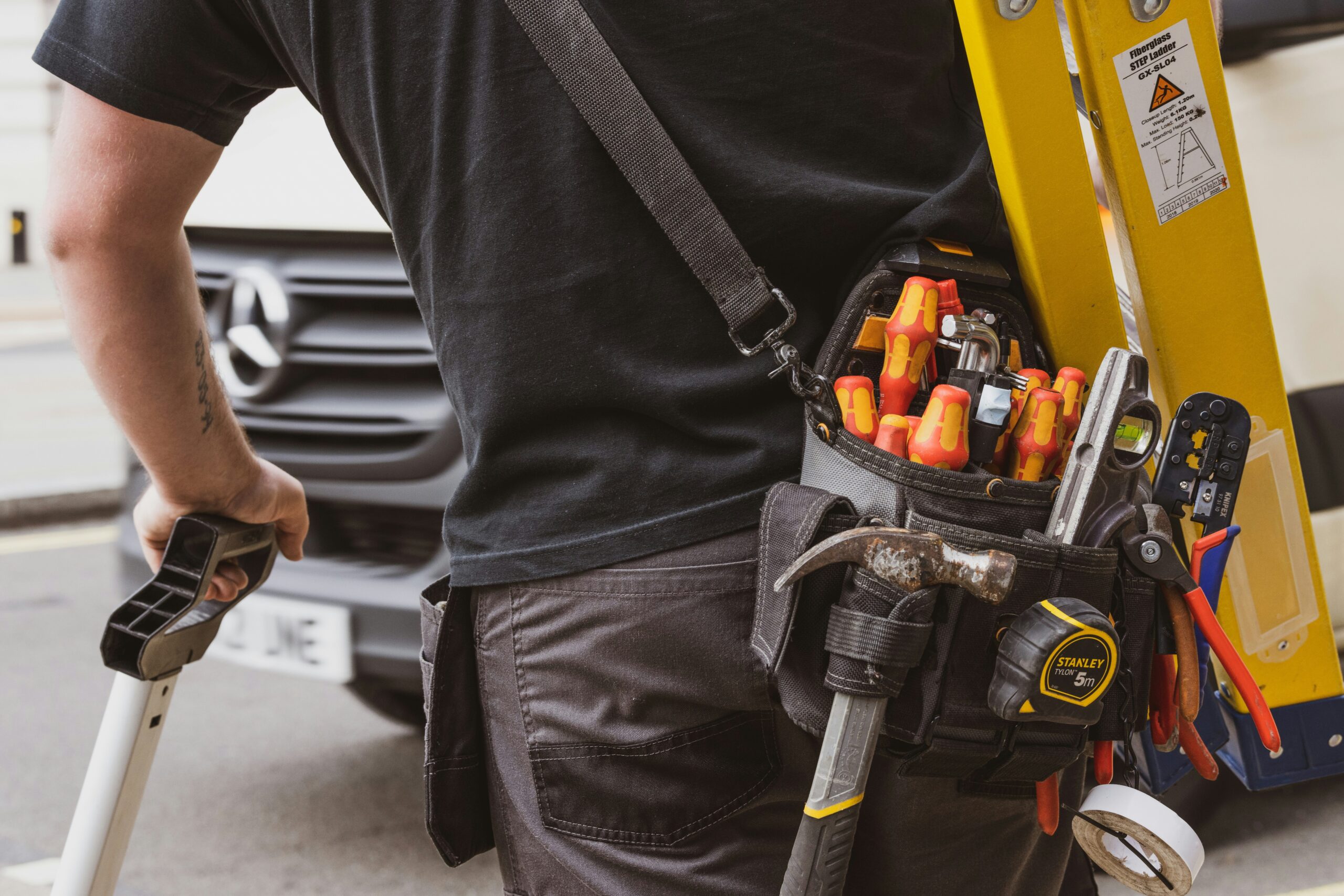HVAC technician working on a unit